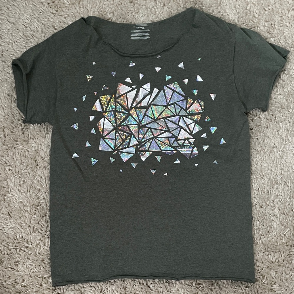 Rainbow Holographic Geometric t shirt